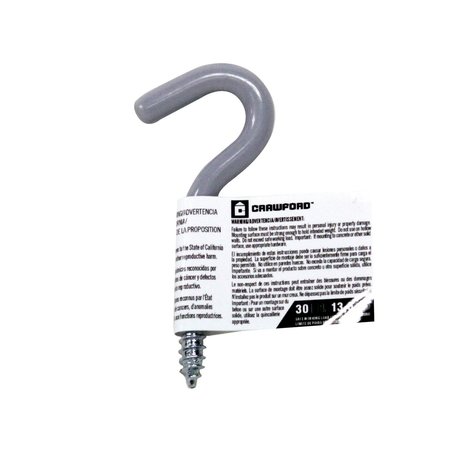 CRAWFORD Vinyl Coated Gray Steel Small Storage Hook 30 lb. cap. SS20-25